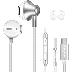 USB C austiņas, FASGEAR ieliekamās austiņas ar mikrofonu, dziļi basi, HiFi DAC austiņas, saderīgas ar Galaxy S21 Ultra/S20/Note 10, iPad Pro 2020, C tipa austiņas priekš Oneplus 8 Pro 7T (baltas))