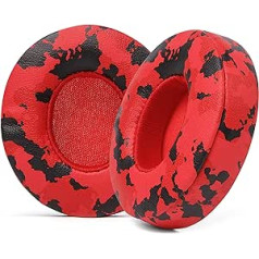 WC īpaši biezi nomaiņas ausu spilventiņi priekš Beats Solo 2 & 3 bezvadu uzliekamām austiņām ar Wicked Cushions - mīksta āda, luksusa atmiņas putas, spēcīga līme | Sarkans Camo