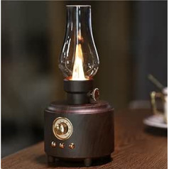 Bluetooth Speaker with Light, Outdoor Speaker Bluetooth, Retro Kerosene Bluetooth Box, FM Radio, for Camping, Balcony Decoration and Garden Decoration, Candle Box with Flame Effect