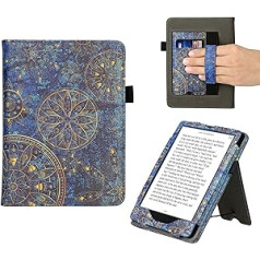 kwmobile Flip Cover saderīgs ar Amazon Kindle Paperwhite (11. gen. — 2021) — futrālis ar rokas siksniņu Mandala dzeltens, tumši zils