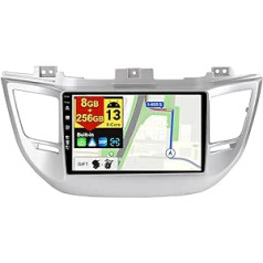 BXLIYER — [8G+256G, 8 kodolu] — Android 12 IPS automašīnas radio, kas paredzēts Hyundai Tucson (2014–2018) — bezvadu CarPlay/Android Car/DSP — LED kamera un mikrofons — 9 collu 2 DIN — DAB stūres vadība, ātra palaišana 360