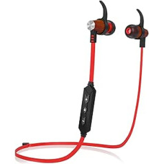 Simfonizēts XTC Bluetooth Premium IN Ear KOPFHÖRER Ohrhörer mit edlem Holz und Mikrofon — Kabellos geräuschisolierende Ohrstöpsel für Zuhause und Unterwegs (Rot)