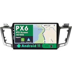 BXLIYER PX6 Android 11 IPS automašīnas radio, piemērots Toyota RAV4 (2013-2018) - 4G + 64G - atpakaļgaitas kamera bez maksas - 2 DIN - 10,1 collas - atbalsta DAB stūres vadību 4GWiFi Bluetooth Carplay Android