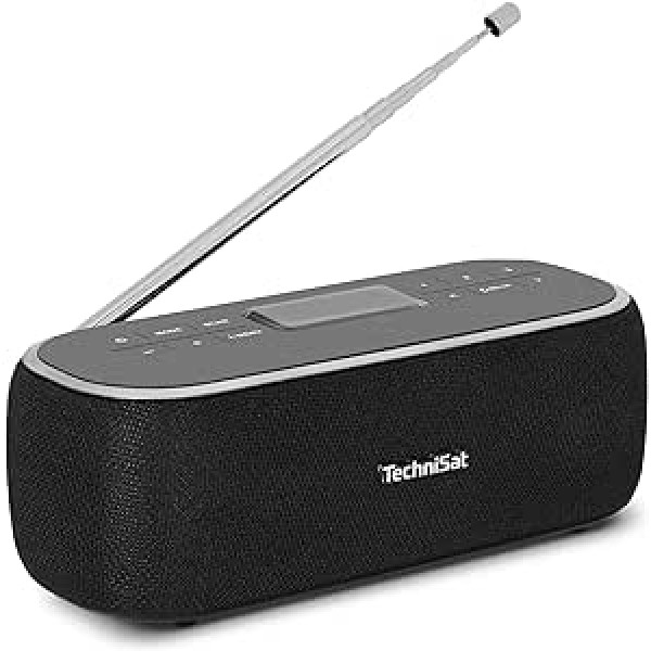 TechniSat Viola BT 1 pārnēsājams Bluetooth skaļrunis ar DAB+ digitālo radio (FM, DAB, pulkstenis, modinātāja taimeris, iecienītākā atmiņa, LCD, brīvroku funkcija, AUX-in, akumulators, barošanas avots, 6 W) Melns/pelēks