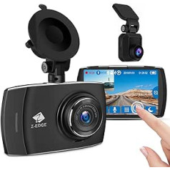 Z-Edge Dual Dashcam automašīnas kamera Ultra HD 1440P ar aizmugurējo kameru Full HD 1080P skārienekrāns 4,0 collu cilpas ierakstīšanas WDR, G-sensors, kustības noteikšana, stāvvietas novērošana, t.sk. 32GB MicroSD karte