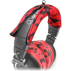 WC BandZ V2 galvas stīpas futrālis Audio Technica ATH M sērijas austiņām - mazgājams mašīnā, vairs neplīst āda - saderīgs ar M50X / M50XBT / M50 / M40X un vairāk | (Red Camo)