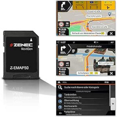 ZENEC Z-EMAP50: Micro SD karte ar navigācijas ierīci ZENEC Infotainer Z-E2050, Z-E2060, Z-E3150, Z-E6150, europaweite 3-D Karten, TMC