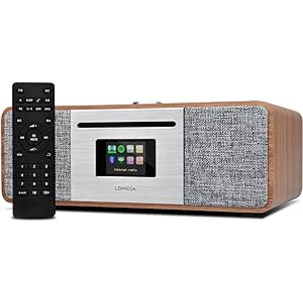 LEMEGA MSY5 20 W stereo skaļruņi ar DAB/DAB+/FM digitālo radio, CD atskaņotāju, krāsainu ekrānu, WiFi, Bluetooth, USB, Aux, pulksteni un modinātāju (valrieksts)