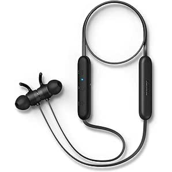 Philips Bluetooth ieliekamās austiņas E1205BK/00 ar mikrofonu (iebūvēta tālvadības pults, Eore samazināšana, 7 stundu atskaņošanas laiks, IPX4 aizsardzība pret šļakatām, magnētiskie ausu aizbāžņi) Melns