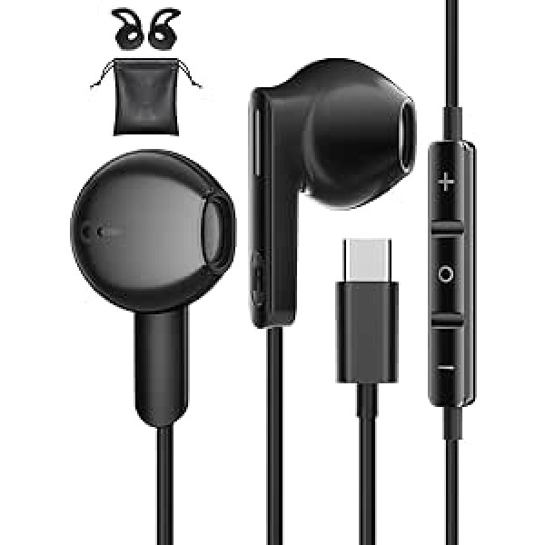 USB C austiņas tālruņiem iPhone 15 Pro Max, Samsung S22, S23 Ultra, A54, A34, 5G, USB C austiņas, vadu HiFi Type C austiņas ar mikrofonu Samsung S21, S20, Flip 5, Google Pixel 7, 8 Pro, iPad