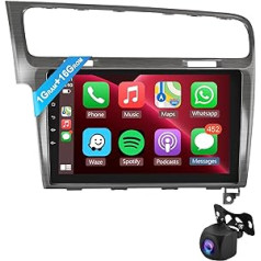 Podofo auto radio priekš VW Golf 7 MK7 2013-2018 Wireless Apple Carplay Android 1 + 16G ar Navi Double DIN 10,1 collu ekrānu HiFi FM/RDS ar AHD atpakaļgaitas kameru + dubultu USB kabeli