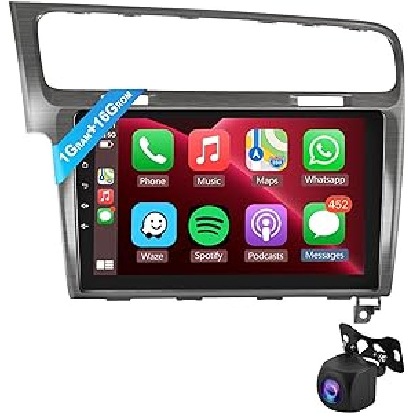 Podofo auto radio priekš VW Golf 7 MK7 2013-2018 Wireless Apple Carplay Android 1 + 16G ar Navi Double DIN 10,1 collu ekrānu HiFi FM/RDS ar AHD atpakaļgaitas kameru + dubultu USB kabeli