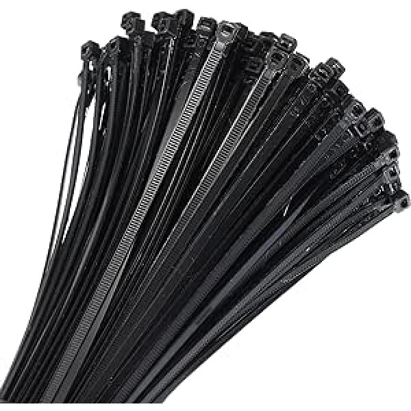 piegādes karte Kabelbinder aus Nylon, selbstsichernd, extra lang, 0,9 cm, 18,1 kg, für Kabelmanagement, Schwarz, 250 Stück