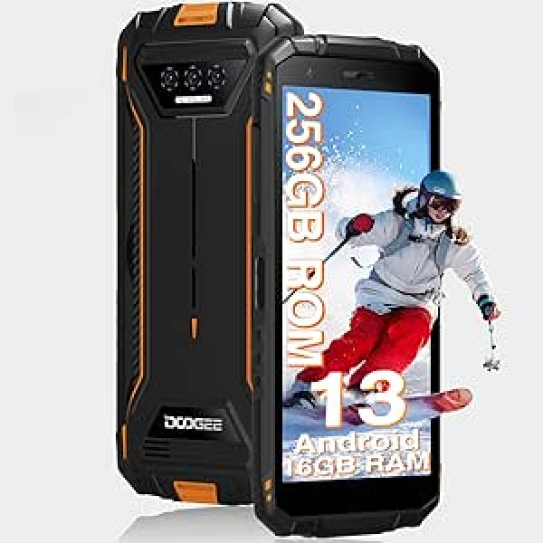 DOOGEE S41 Max Smartphone bruchsicher 2024, 16 GB + 256 GB (TF 1TB), 6300 mAh, Android 13, 5,5 Zoll HD+, 13 MP + 8 MP, Dvi 4G SIM/NFC/OTG/GPS-Orange