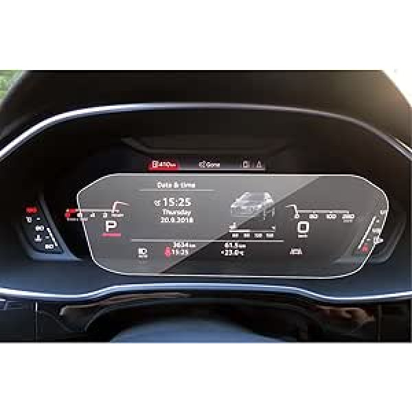 SXCY savietojams ar Audi Q3 2019-2023 navigācijas ekrāna aizsargu, 10,25 collu digitālo instrumentu rūdīta stikla ekrāna aizsargu, 9H cietību, skrāpējumiem, pret pirkstu nospiedumiem Audi Q3 piederumiem