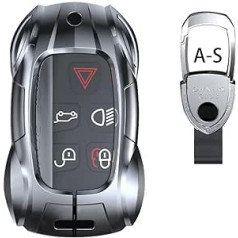 Gleamydot automašīnas atslēgas futrālis saderīgs ar Key Defender Range Land Rover Discovery 4 Evoque XE XFSport Jaguar viedās tālvadības pults cinka sakausējuma korpusu (Land-Rov-AS)