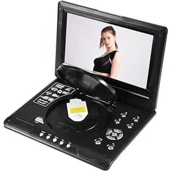 Elprico DVD atskaņotājs, pārnēsājams 9 collu DVD atskaņotājs ar 270° grozāmu LCD platekrāna DVD video atskaņotāju FM radio spēle SD USB AV CD VCD (EU Plug 110-240V)