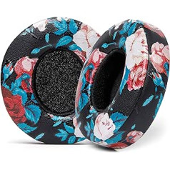 WC īpaši biezi nomaināmi ausu spilventiņi Beats Solo 2 un 3 bezvadu uz ausīm uzliekamām austiņām ar Wicked Cushions — mīksta āda, luksusa Memory Foam, spēcīga līme, melns ziedu