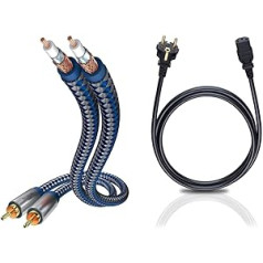 Inakustik – 00404015 – Premium stereo garso kabelis | Galingam ir dinamiškam garsui dėl didelio vario kiekio | 1,5 m „Blue & Oehlbach Powercord C13“ / 150–1,5 m – juoda