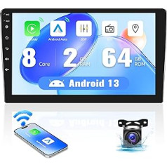 8 Core Android 13 Car Radio Double DIN ar satelīta navigācijas sistēmu, 2G + 64G, 9 collu automašīnas radio skārienjutīgs displejs ar Carplay bezvadu Android automašīnas DSP RDS Bluetooth spoguļa saiti, pielāgojiet sākumlapu + atpakaļgaitas k