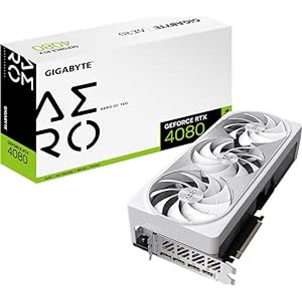 GIGABYTE GeForce RTX 4080 Aero OC 16 GB grafiskā karte — 16 GB DDR6X, 192 bit, PCI-E 4.0, kodols 2535 Mhz, pretnokares kronšteins, DP 1.4, HDMI 2.1a, NVIDIA DLSS 3, GV-1A GRO4D8