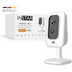 INSTAR IN-8401 2K+ White - LAN/WLAN novērošanas kamera ar AI (AI) - IP kamera - WPA3-2.4 un 5GHz WiFi - 2-way audio - PIR - Siltuma sensors - Nakts redzamība - 940nm neredzamās gaismas diodes - HomeKit - MQTT