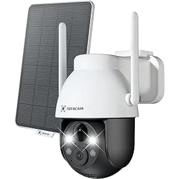 COCOCAM 2K āra novērošanas kameras akumulators WiFi saules kameras novērošanas āra kamera bezvadu režīmā ar AI cilvēka noteikšanu krāsains nakts redzamība Alexa saderīgs 2-way audio IP66