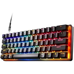 SteelSeries Apex Pro mini mehāniskā spēļu tastatūra, pasaulē ātrākā tastatūra, pielāgojama reakcija, 60% formas faktors, franču (AZERTY) izkārtojums