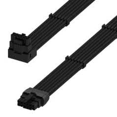 LINKUP - AVA taisnleņķa 600W PCIE 5.0 16Pin (12+4) augstas strāvas strāvas kabelis | Presēts un lodēts tips 16AWG apvalks | Savietojams ar RTX4000 un RTX3000 FE | 70cm melns