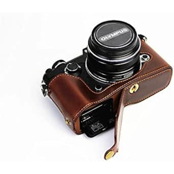 Bottom Opening Version Protective PU Leather Camera Half Case Bag Cover for Olympus PEN F Camera Adapter with Tripod with PU Leather Hand Strap