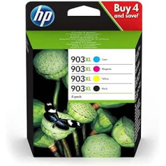 HP 903XL Multipack (melns, sarkans, dzeltens, zils) oriģinālās HP plaša spektra printeru kasetnes priekš HP Officejet 6950; HP Officejet Pro 6960, 6970