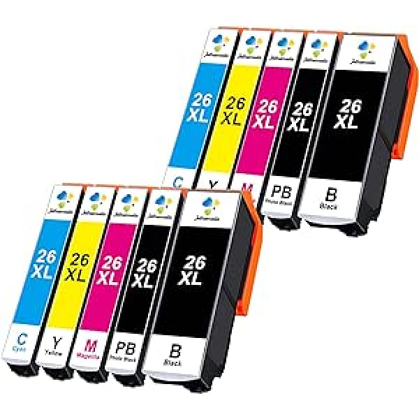 JTM 26XL printeru kasetnes, kas saderīgas ar Epson 26XL 26 Multipack Epson Expression Premium XP-620 XP-510 XP-600 XP-520 XP-820 XP-810 XP-800 XP-605 XP-615 XP-700 XP-720 XP-71 XP-610 (pa 10)