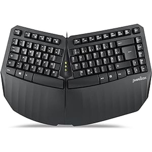 Perixx PERIBOARD-413B ASV vadu ergonomiska kompakta sadalīta tastatūra, 40 x 27,5 x 5,5 cm, TKL dizains, melna