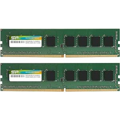 Silicon Power 16 GB komplekts (2 x 8 GB) DDR4 RAM 2400 MHz (PC4 19200) 288 kontaktu 1,2 V bez ECC, nebuferēts 16 GB — UDIMM darbvirsmas atmiņa