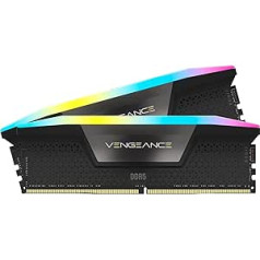 Corsair VENGEANCE RGB DDR5 RAM 48GB (2x24GB) 6400MHz CL36 Intel XMP iCUE saderīga datora atmiņa — melna (CMH48GX5M2B6400C36)