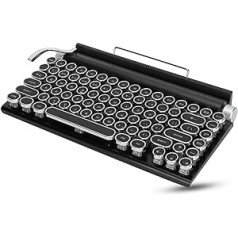 Yunseity Retro Typewriter Keyboard, 83 Keys Punk Round Keys Mechanical Bluetooth Gaming Keyboard RGB Backlit Keyboard for PC Tablet for Mac Android Phones