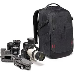 Manfrotto PRO Light Backloader M Profesionāla kameras mugursoma kamerām, piekļuve augšpusē un aizmugurē, dubultā statīva stiprinājums, polsterēta mugursoma ar maināmiem sadalītājiem, melna