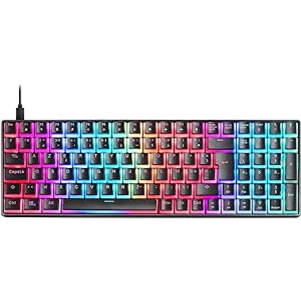 Mars Gaming MKULTRA, mehāniskā tastatūra melna RGB, kompakta 96%, slēdzis Outemu SQ Brown, franču