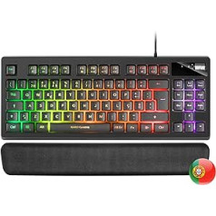 Mars Gaming MKAXPT TKL H-Mech Compact Keyboard, RGB Lighting 9 Effects, Gel Wrist Rest, Black, Portuguese Language