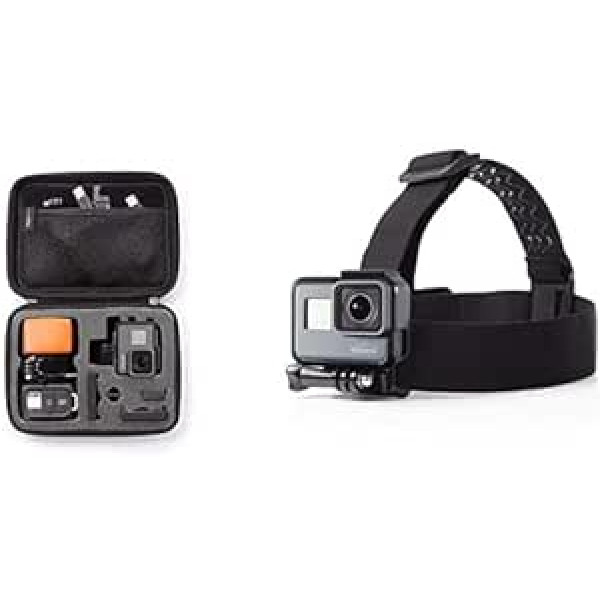 Amazon Basics GoPro Action Camera Carry Case Size S & Head Strap for GoPro Action Camera