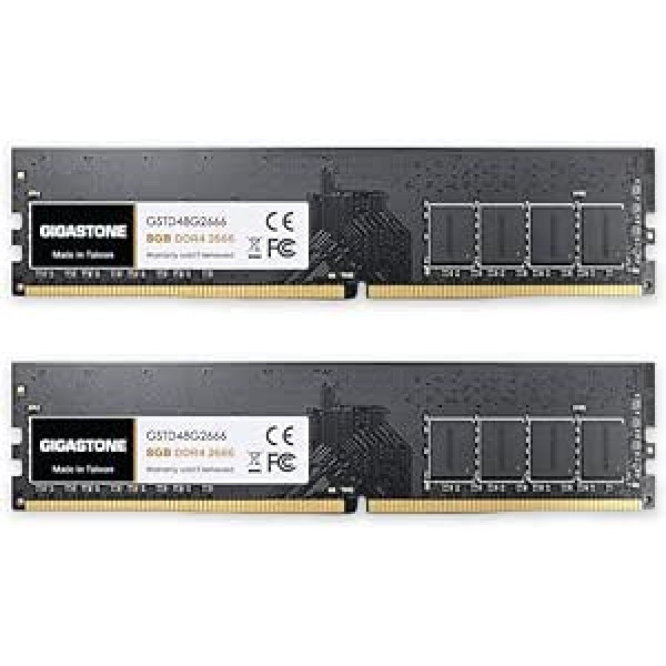 [DDR4 RAM] Gigastone Desktop RAM 16GB (2x8GB) DDR4 Ram 16GB DDR4-2666MHz PC4-21300 CL19 1.2V UDIMM 288 Pin/Pin Unbuffered Non-ECC Computer Memory RAM (PC Desktop Only)