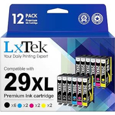 LxTek Multipack 29XL printeru kasetnes, kas saderīgas ar Epson 29XL 29 XL Multipack Epson XP-342 XP-332 XP-345 XP-352 XP-442 XP-445 XP-455 XP-432 XP-245 XP-235 XP-235 XP-35 XP-247 (12 iepakojumā)