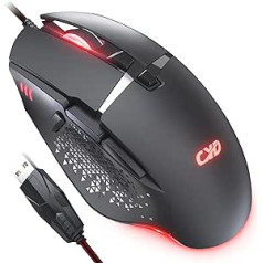 QYD Gaming Mouse 7200 DPI Adjustable USB RGB LED Gaming Mice for Large Hands, 8 Programmable PC Mouse, Ergonomic Desktop Computer Laptop PC Gamer Gaming Mouse with 1.67 m Braided Cable