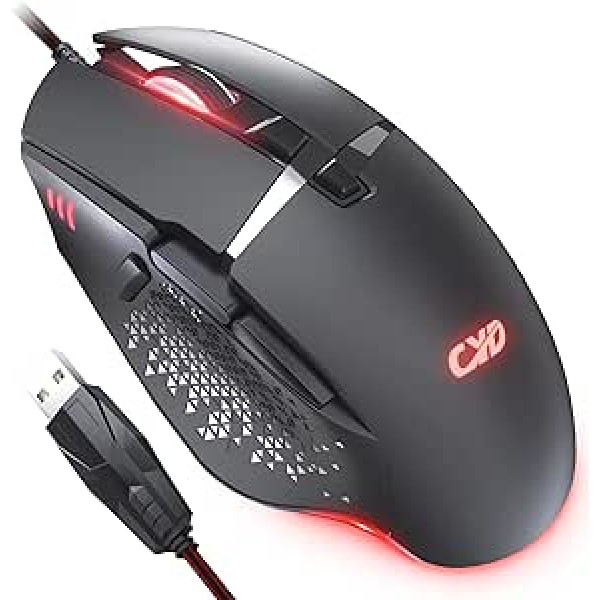 QYD Gaming Mouse 7200 DPI Adjustable USB RGB LED Gaming Mice for Large Hands, 8 Programmable PC Mouse, Ergonomic Desktop Computer Laptop PC Gamer Gaming Mouse with 1.67 m Braided Cable