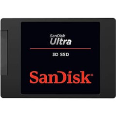 SanDisk Ultra 3D SSD vidinis kietasis diskas, 500 GB, 2,5 colio, atsparus smūgiams, 3D NAND technologija, N-Cache 2.0 technologija, 560 MB/s perdavimo sparta, juodas