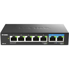 D-Link DMS-107/E 7-Port Multi-Gigabit Unmanaged Switch (2x 2.5G and 5x 1G Ports, Fanless, Low Profile, Compact Metal Housing, QoS, Plug and Play)