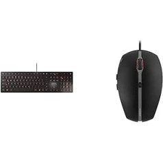 CHERRY KC 6000 plānā tastatūra un Gentix 4K vadu optiskā biznesa pele, USB, melna