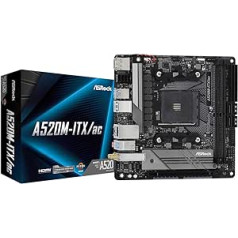 ASRock A520M-ITX / AC palaiko 3 kartos AMD AM4 Ryzen™ / ateities AMD Ryzen™ procesorius (3000 ir 4000 serijų) pagrindinę plokštę.