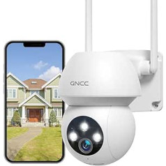 2K Outdoor WiFi Surveillance Camera, GNCC 2.4 GHz, WLAN IP Camera, Outdoor 360° PTZ Car Track, Colourful Night Vision Camera with Motion Detection and IP66 Waterproof, 2-Way Audio (K1Pro)