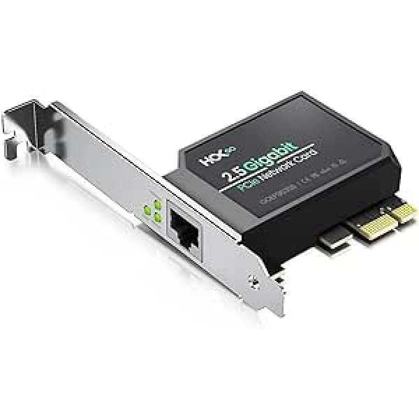 HCX GO tīkla karte 2.5GBase-T (2.5Gbps) personālajam datoram/darbstacijai/serverim, RJ45/Ethernet interfeisa sertifikācija IEEE 802.3, PCIe x1, RTL8125B mikroshēma, saderīgs Windows/Windows Server/Linux/Vmware Esxi